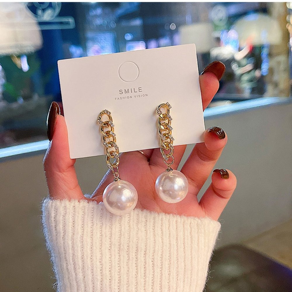 💙💕Last one Pearl Golden Chain Earrings - Picture 6 of 12